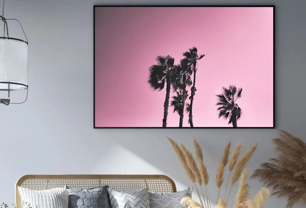 Palm Tree Print With Pink Sky Instant Download Printable Wall Art. Horizontal Palm Tree Art Photography Print, Downloadable Minimalist Decor – Printable Wall Art