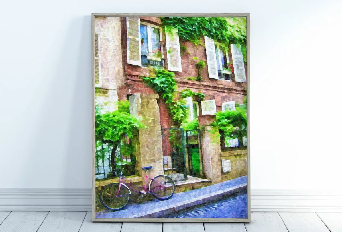 Paris Building City Street View Urban Landscape Painting, Printable Wall Art, for Home or Office Decor, Print Digital Art Instant Download – Printable Wall Art
