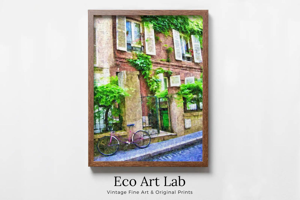 Framed view of Paris Building City Street View Urban Landscape Painting, Printable Wall Art, for Home or Office Decor, Print Digital Art Instant Download – printable wall art digital download.