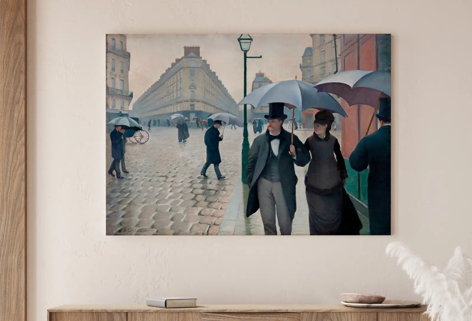 Detail view of artwork from Paris Street Rainy Day Famous Vintage Painting Printable Wall Art. Antique French Art Print Oil Painting. Downloadable Art. Paris Wall Art. (variation 1)