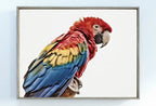 Detail view of artwork from Parrot Printable Wall Art, Tropical Bird Digital Painting, Instant Download Exotic Poster Scarlet Macaw Print. (variation 2)