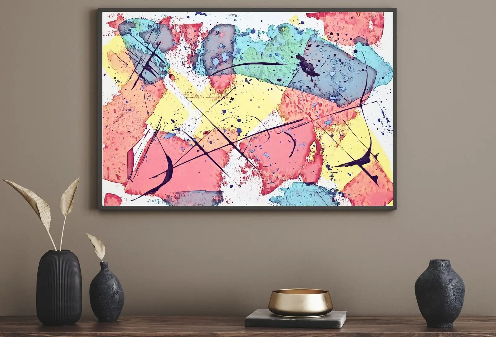 Detail view of artwork from Pastel Pink and Blue Abstract Painting Printable Wall Art. Colorful Abstract Wall Art Download. Abstract Art Prints for Home or Office Decor. (variation 1)