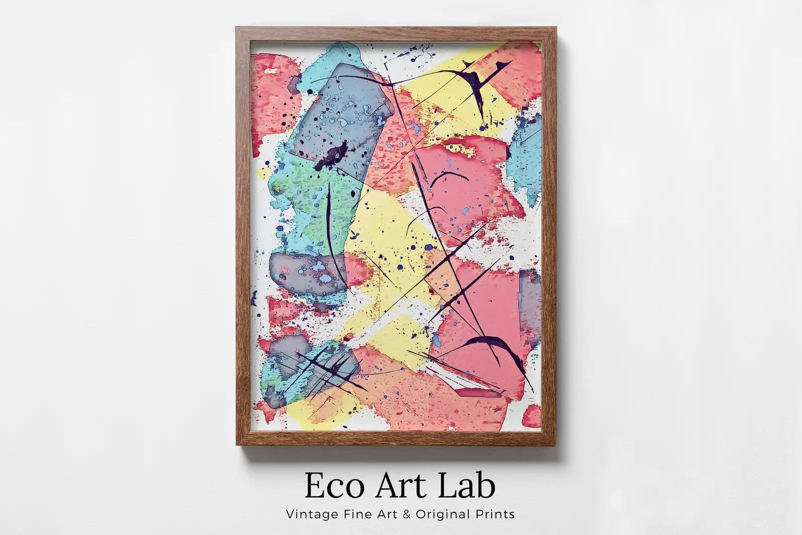 Framed view of Pastel Pink and Blue Abstract Painting Printable Wall Art. Colorful Abstract Wall Art Download. Abstract Art Prints for Home or Office Decor – printable wall art digital download.