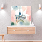 Pastel Printable Notre Dame Wall Art I Watercolor Cathedral Decor I Paris Home Square Print – Printable Wall Art