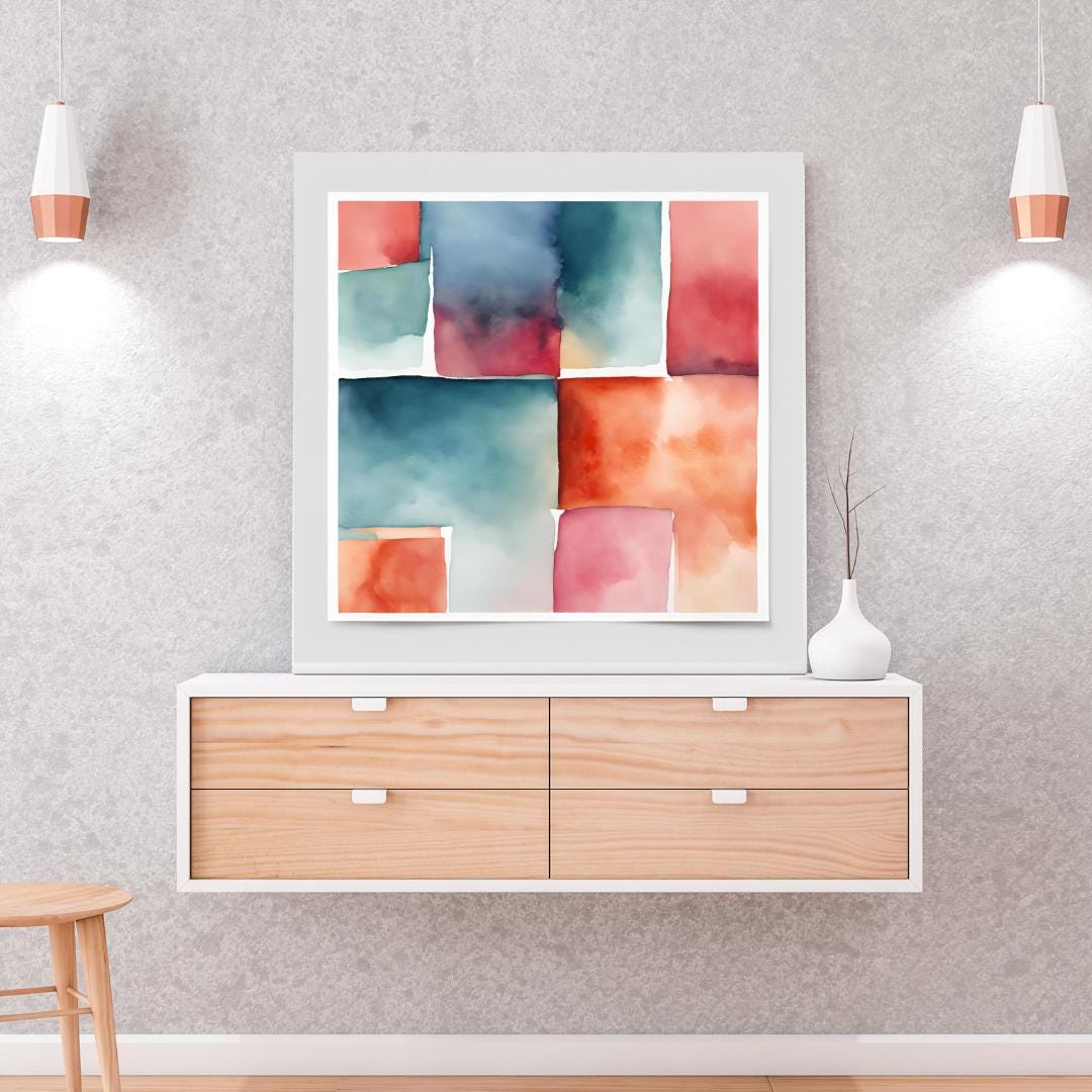 Pastel Watercolor Wall Art I Square Format Printable Decor I Digital Download Home Painting – Printable Wall Art Digital Download – Digital Download
