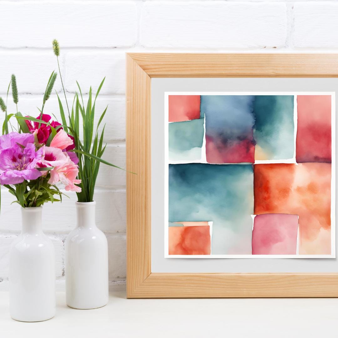 Pastel Watercolor Wall Art I Square Format Printable Decor I Digital Download Home Painting – Printable Wall Art Digital Download – Digital Download