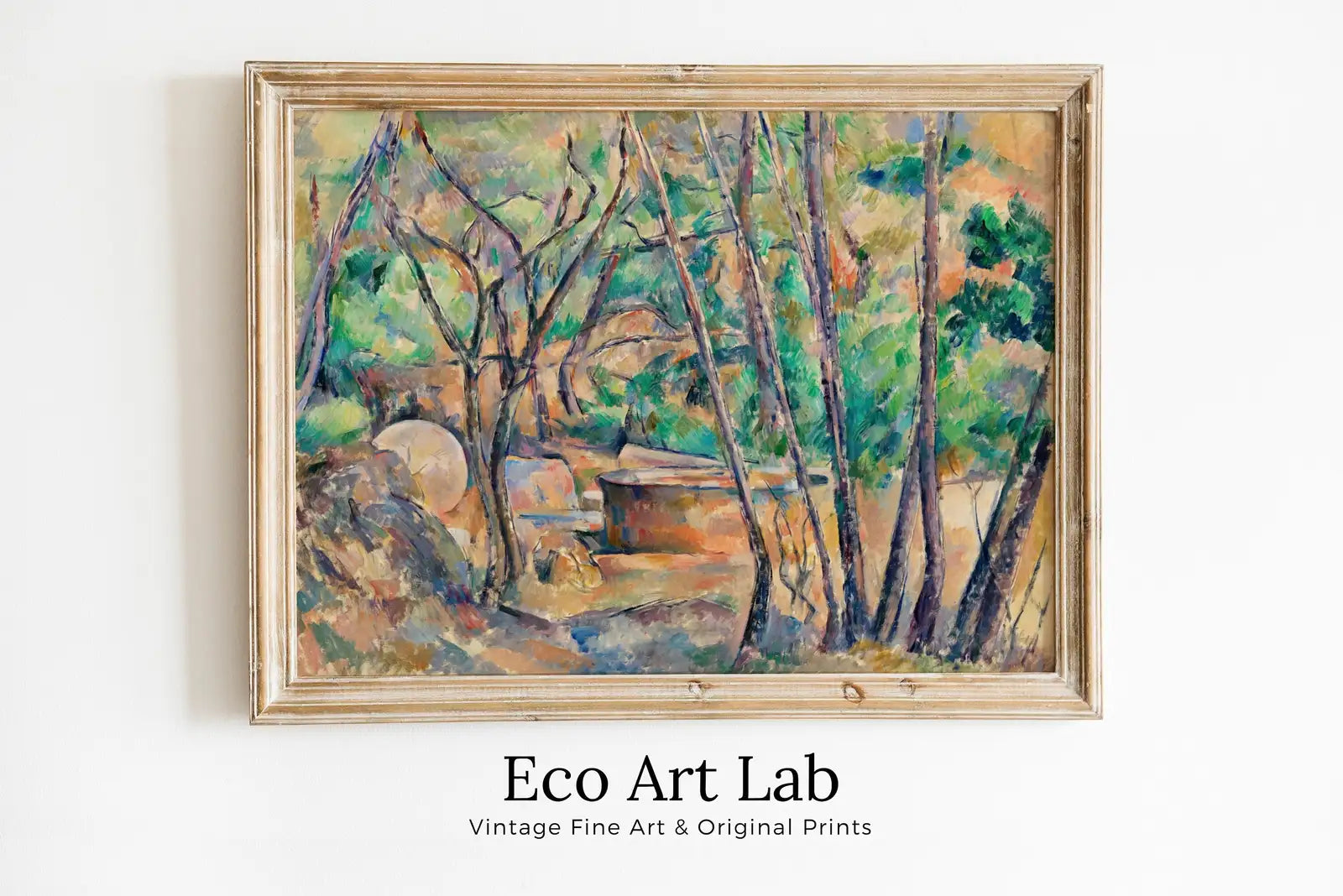Framed view of Paul Cézanne Famous Millstone and Cistern under Trees Landscape Painting. Instant Download Vintage Decor Cézanne Nature Print. Printable Art – printable wall art digital download.