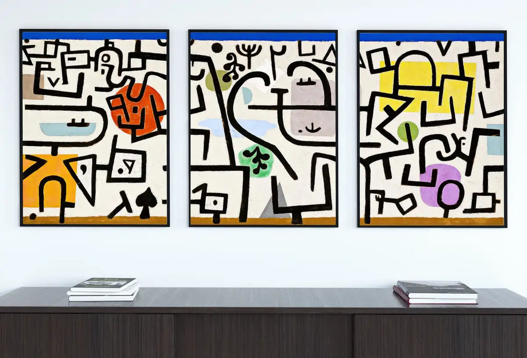 Detail view of artwork from Paul Klee Print 3 Piece Wall Art Vintage Abstract Art Poster. Gallery Wall Set Abstract Famous Art Print. Printable Retro Paul Klee Wall Art. (variation 2)
