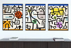 Detail view of artwork from Paul Klee Print 3 Piece Wall Art Vintage Abstract Art Poster. Gallery Wall Set Abstract Famous Art Print. Printable Retro Paul Klee Wall Art. (variation 2)