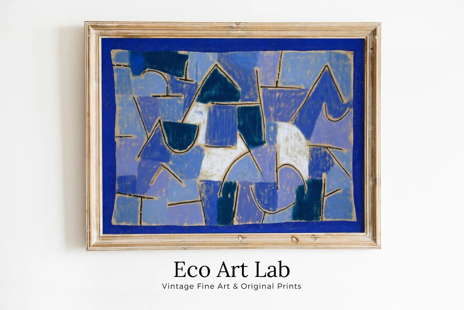 Framed view of Paul Klee Print Blue Vintage Abstract Art Poster. Instant Download Vintage Blue Night Famous Art Print. Printable Retro Paul Klee Wall Art – printable wall art digital download.