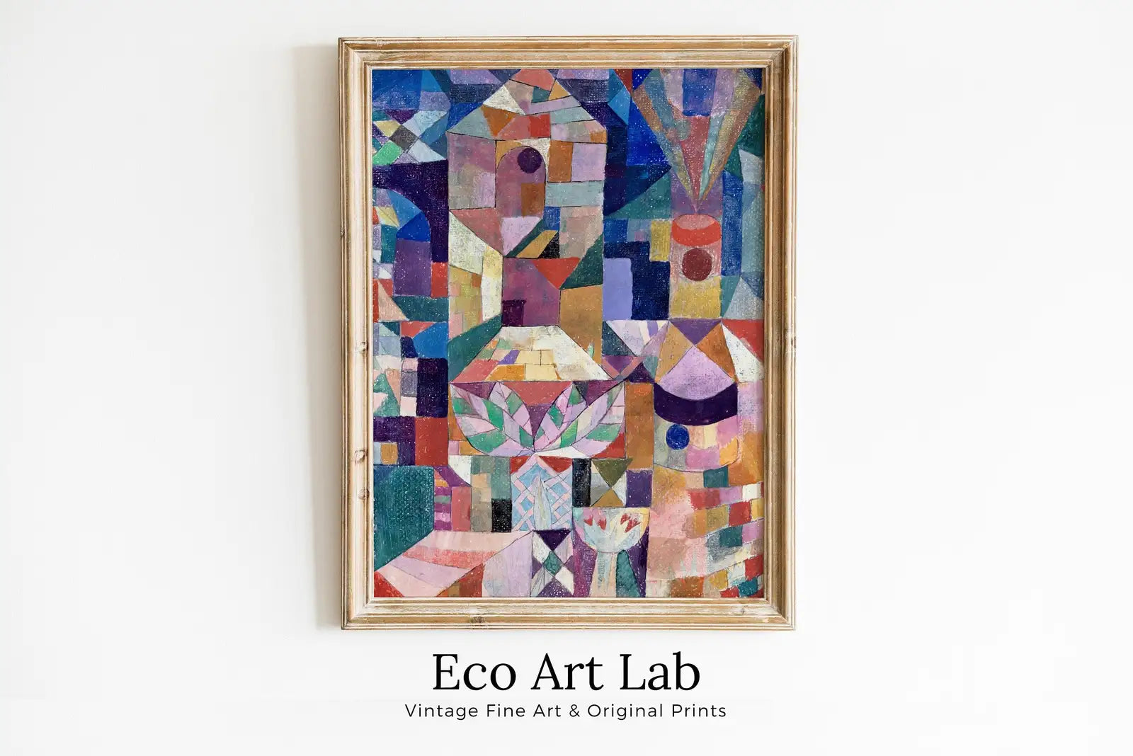 Framed view of Paul Klee Print Vintage Abstract Art Poster. Castle Garden Abstract Landscape Famous Vintage Art Print. Printable Retro Paul Klee Wall Art – printable wall art digital download.