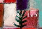 Detail view of artwork from Paul Klee Print Vintage Abstract Art Poster. Red Green & Violet. (variation 1)