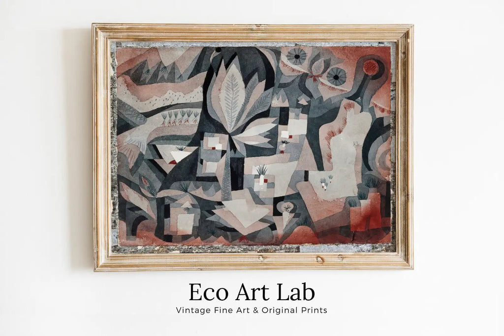 Framed view of Paul Klee Print Vintage Bauhaus Poster Abstract Art. Instant Download Vintage Famous Art Print. Printable Retro Wall Art. Paul Klee Art – printable wall art digital download.