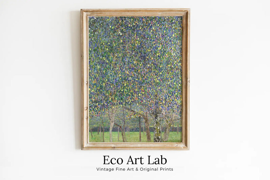 Framed view of Pear Trees Gustav Klimt Famous Painting Printable Wall Art. Instant Download Gustav Klimt Print. Vintage Floral Poster. Art Nouveau Print – printable wall art digital download.