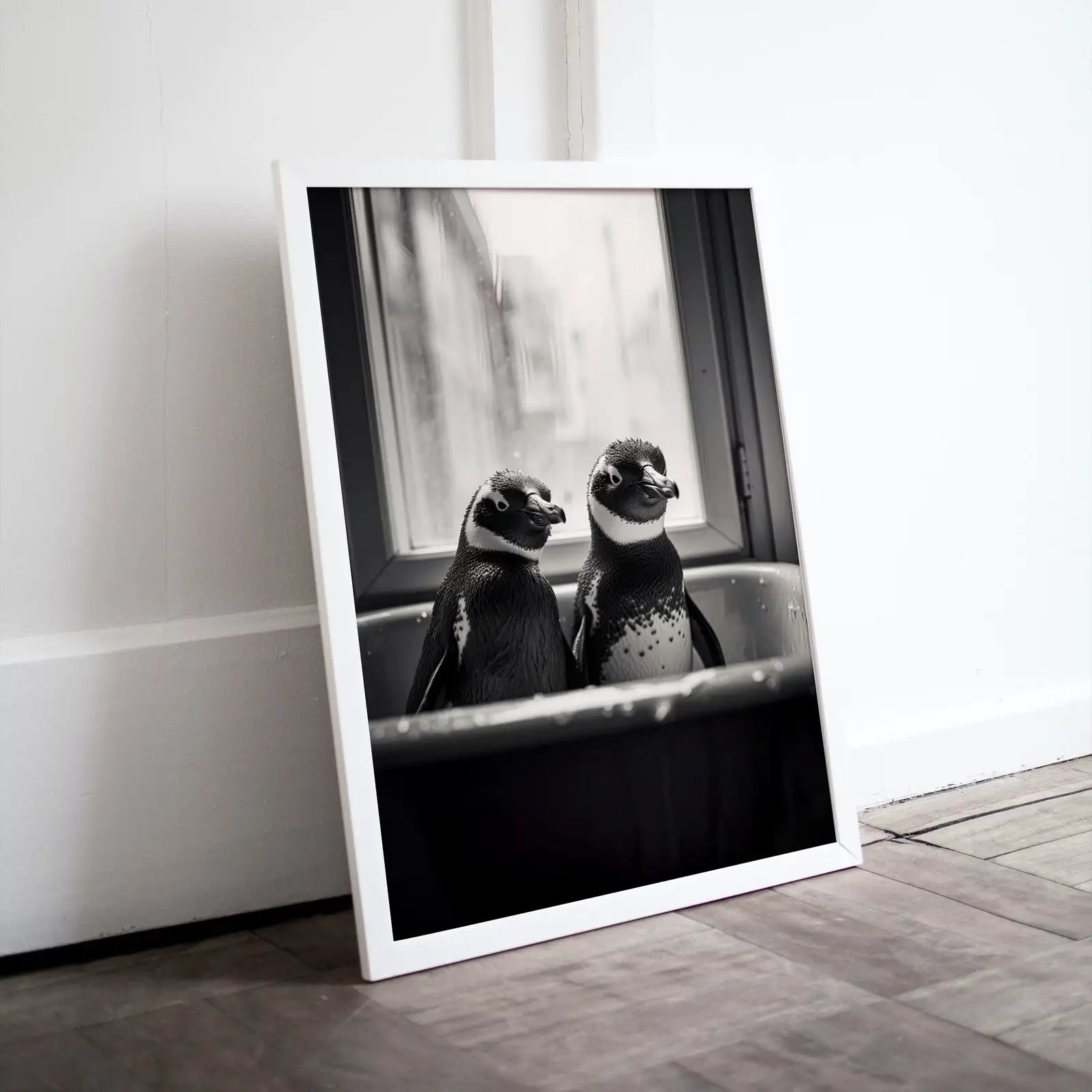 Penguins in Tub Printable Wall Art | Black & White Penguin Photo | Printable | Bathroom Art Print | Penguin Art | Digital Download #04 – Printable Wall Art Digital Download – Digital Download