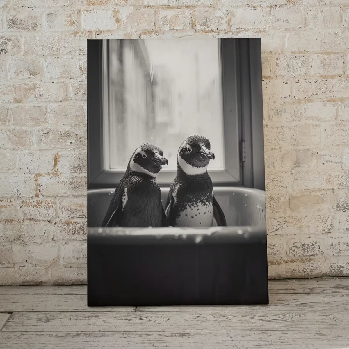 Penguins in Tub Printable Wall Art | Black & White Penguin Photo | Printable | Bathroom Art Print | Penguin Art |  #04 – Printable Wall Art