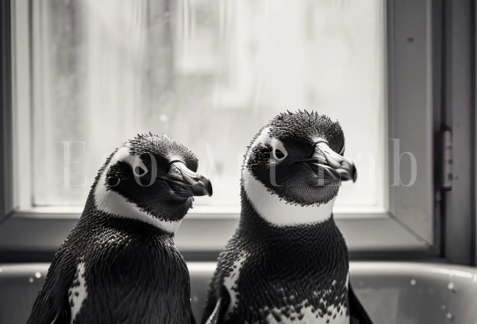 Penguins in Tub Printable Wall Art | Black & White Penguin Photo | Printable | Bathroom Art Print | Penguin Art | Digital Download #04 – Printable Wall Art Digital Download – Digital Download