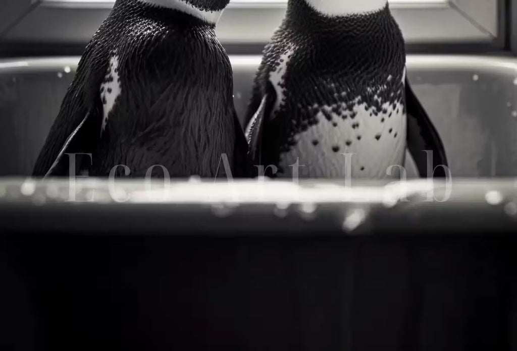 Penguins in Tub Printable Wall Art | Black & White Penguin Photo | Printable | Bathroom Art Print | Penguin Art |  #04 – Printable Wall Art