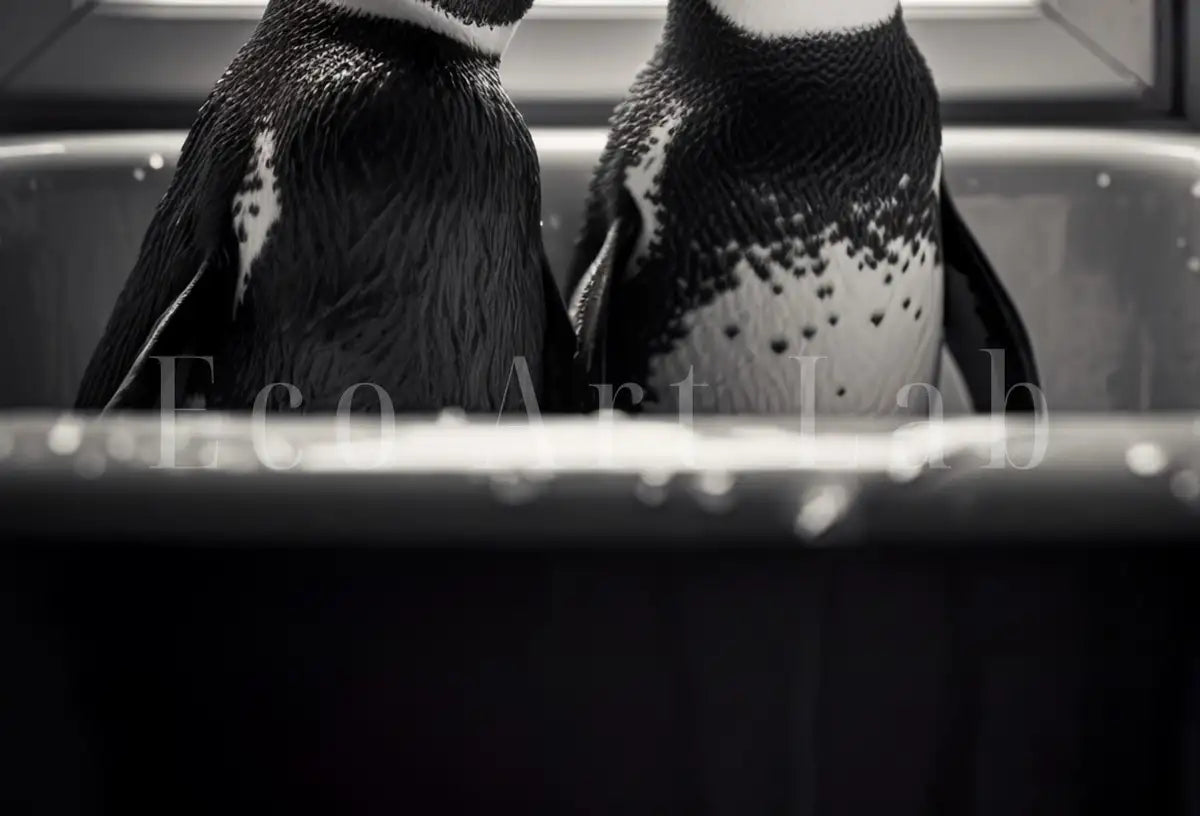 Penguins in Tub Printable Wall Art | Black & White Penguin Photo | Printable | Bathroom Art Print | Penguin Art | Digital Download #04 – Printable Wall Art Digital Download – Digital Download
