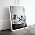 Penguins in Tub Printable Wall Art | Black & White Penguin Photo | Printable | Bathroom Art Print | Penguin Art |  #05 – Printable Wall Art