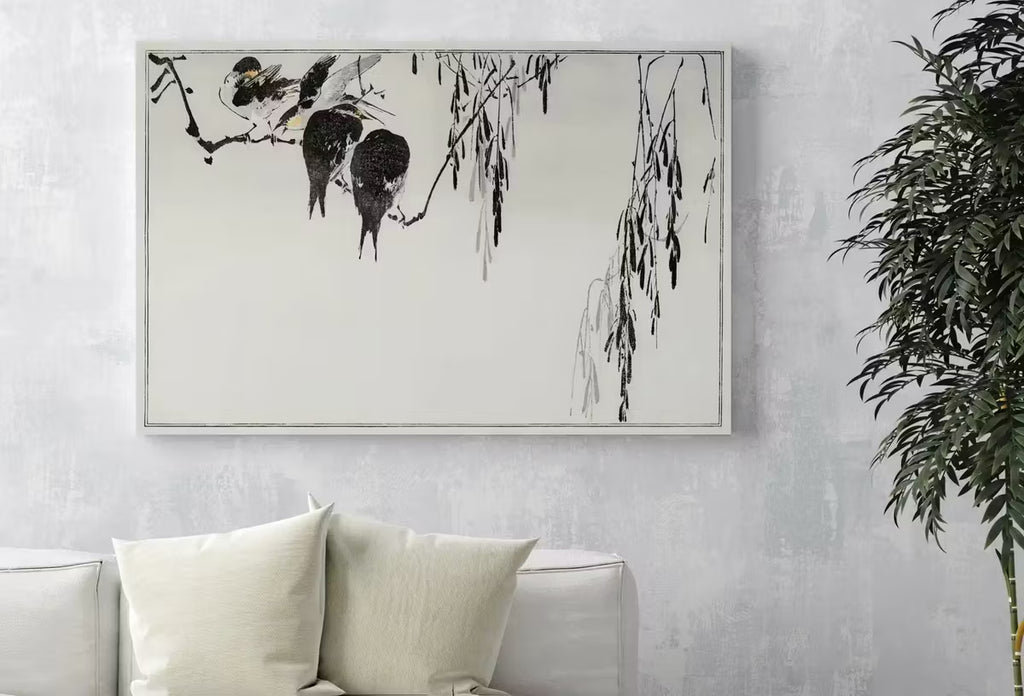 Perched Magpies Illustration Vintage Japanese Painting. Japanese Wall Art Printable Poster. 19th Century Japanese Vintage Wall Art, Bird Art – Printable Wall Art