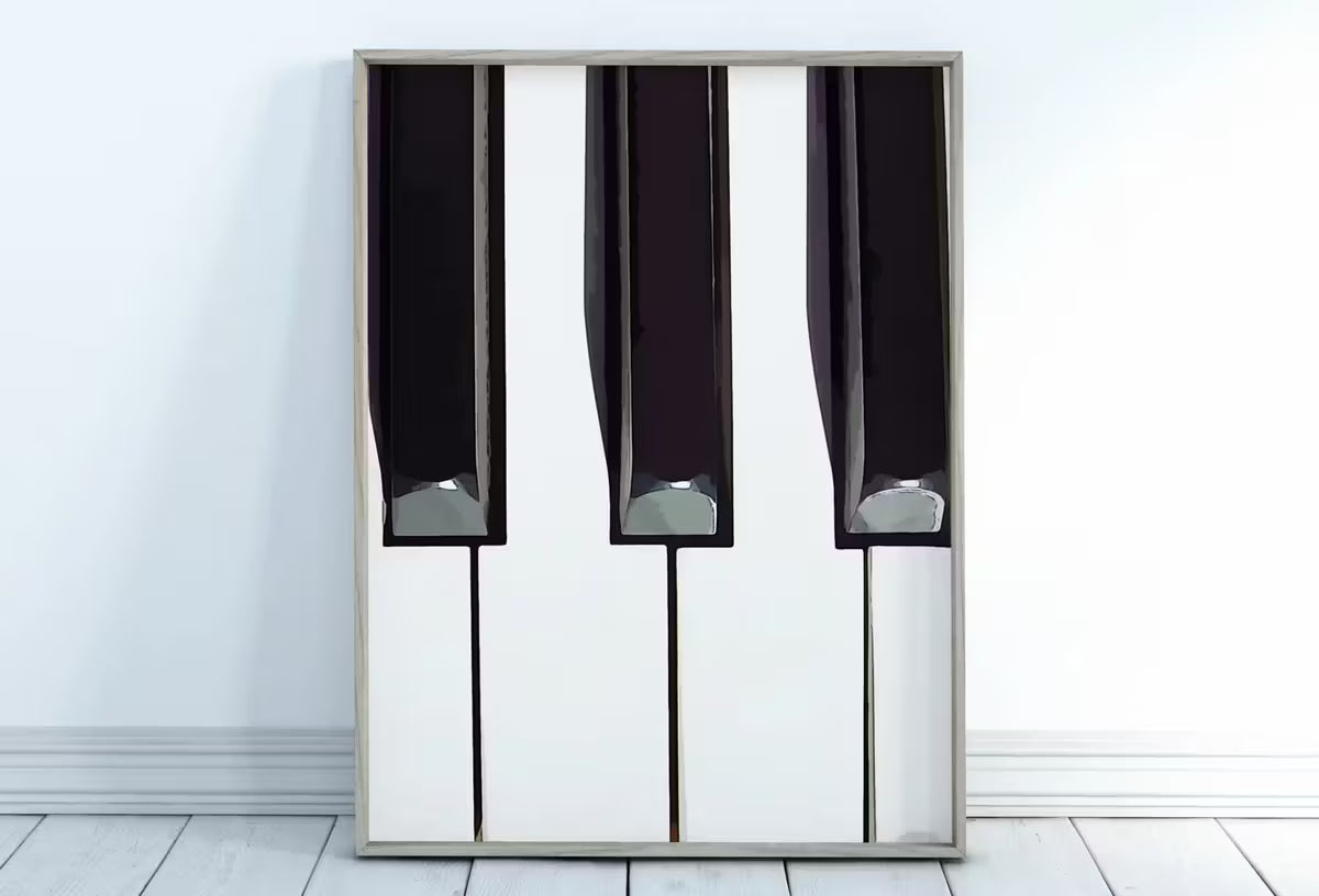Piano Keys Art Digital Painting. Printable Wall Art. Black and White Art. Piano Print Minimalist Wall Art – Printable Wall Art