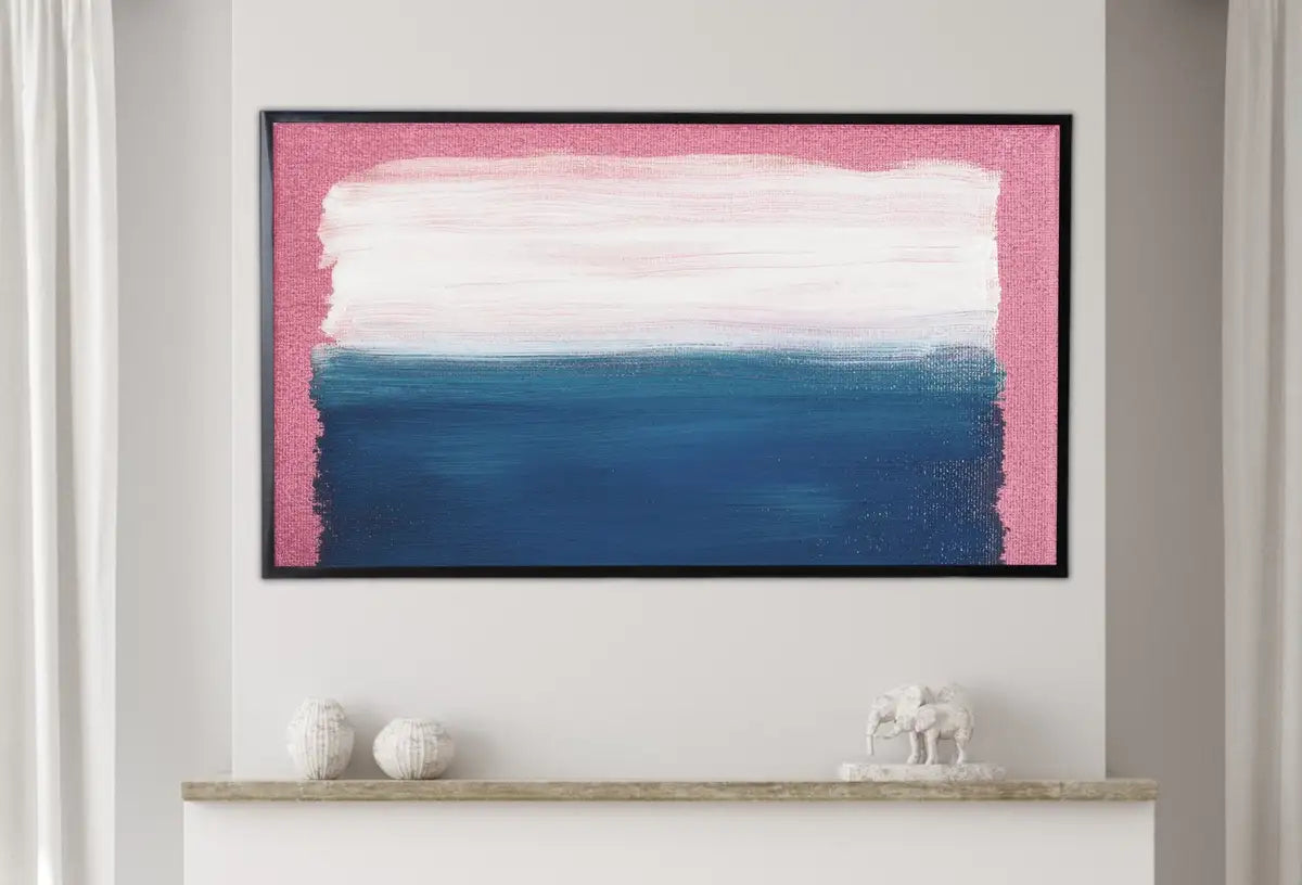 Peinture abstraite rose, bleue et blanche pour Frame TV. Téléchargement numérique, art numérique pour TV, art mural coloré, œuvre d’art abstraite pour Frame TV