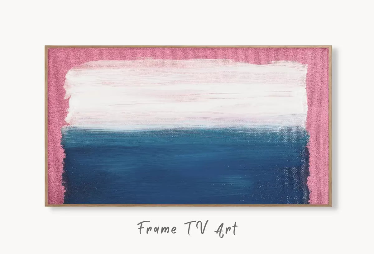 Pink Blue & White Abstract Painting Frame TV Art. , Digital Art for TV, Colorful Wall Art, Abstract Artwork for The Frame TV – Frame TV  Art