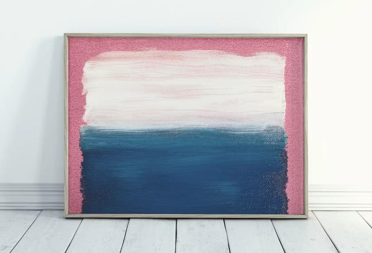 Pink Blue White Abstract Painting Printable Wall Art. Colorful Abstract Wall Art Download. Abstract Digital Art Print Bedroom or Living Room – Printable Wall Art