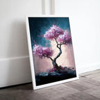 Pink Cherry Blossom Bonzai Tree Abstract Painting. Original Printable Wall Art. Blooming Floral Painting. Modern Living Room Home Wall Decor – Printable Wall Art