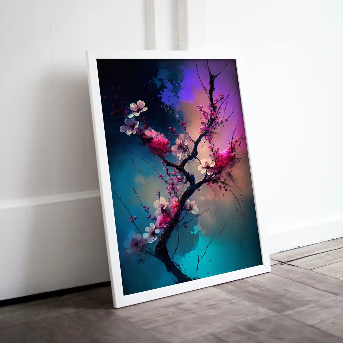 Pink Cherry Blossom Tree Branch Abstract Painting. Original Printable Wall Art. Blooming Floral Painting. Modern Living Room Home Wall Decor – Printable Wall Art