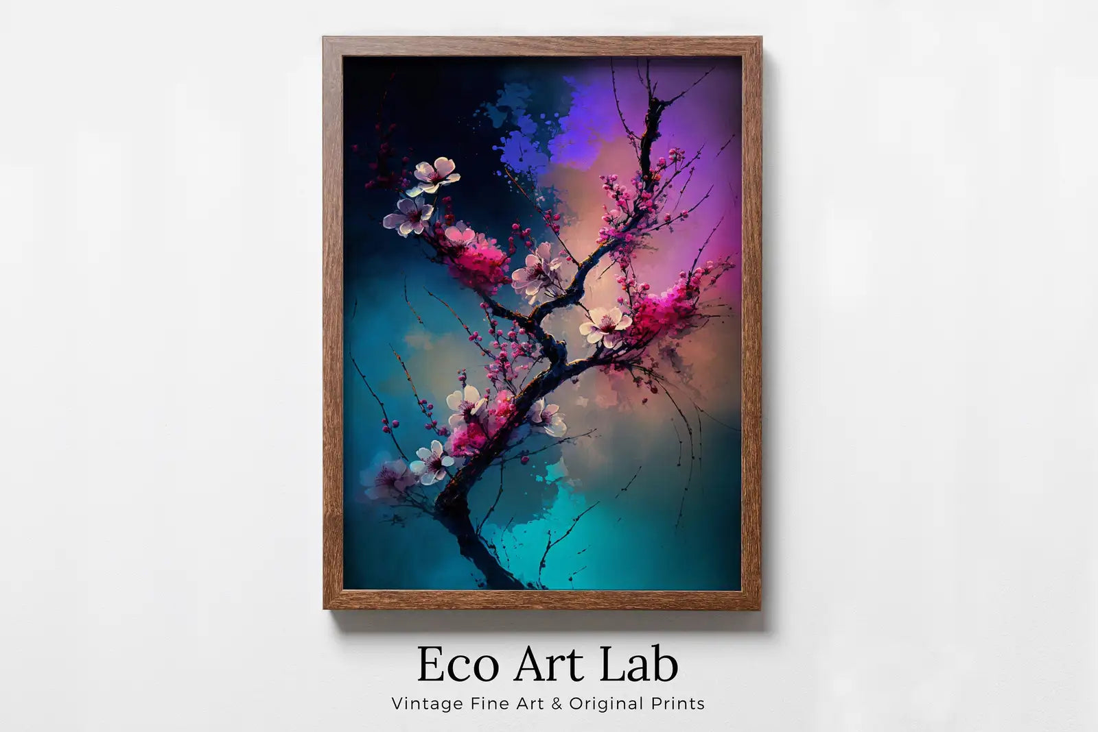 Pink Cherry Blossom Tree Branch Abstract Painting. Original Printable Wall Art. Blooming Floral Painting. Modern Living Room Home Wall Decor – Printable Wall Art Digital Download – Digital Download