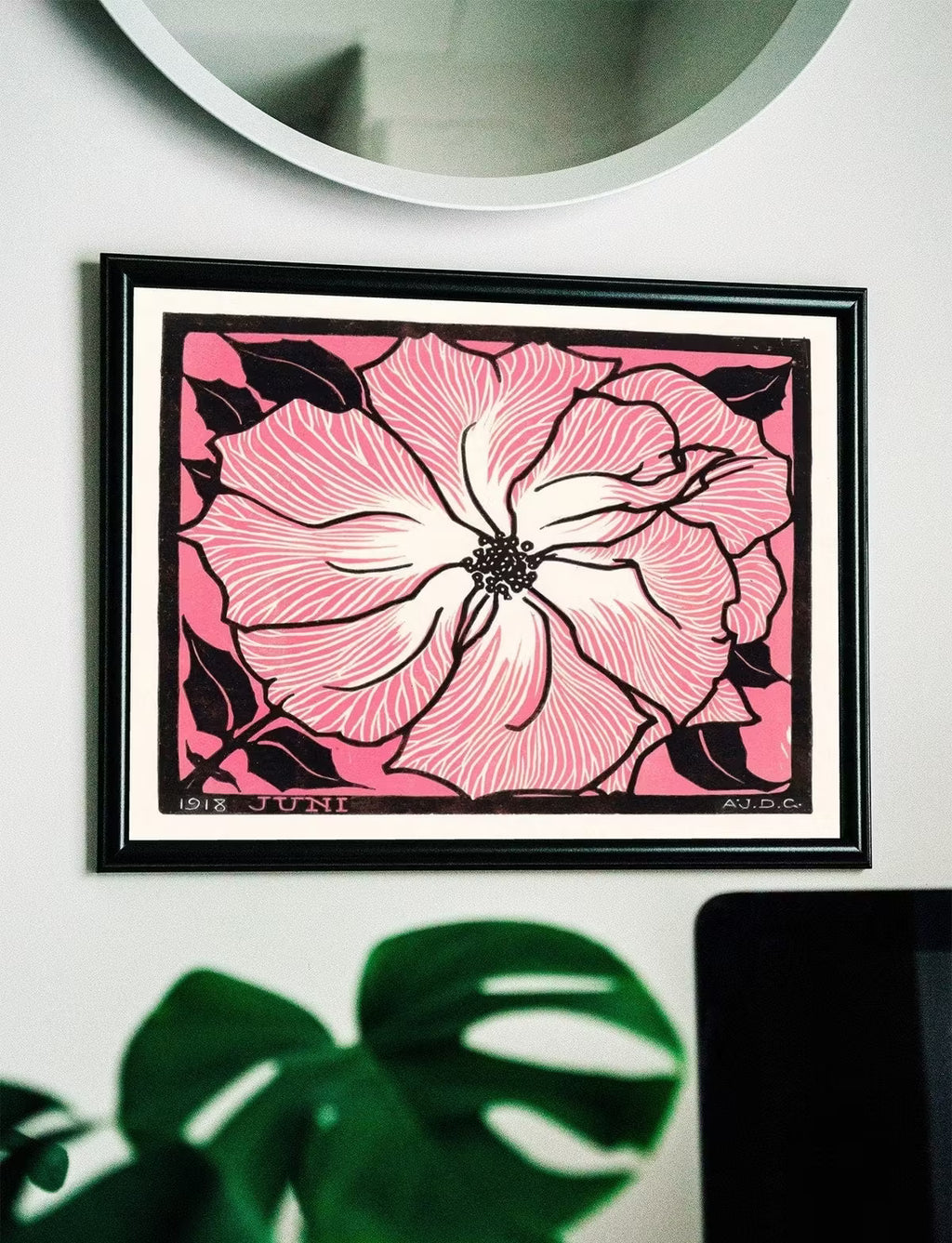 Pink Rose Painting Vintage Art Nouveau Print Wall Art. Instant Download Retro Flower Print Julie De Graag Printable Wall Art. Pink Art Print – Printable Wall Art