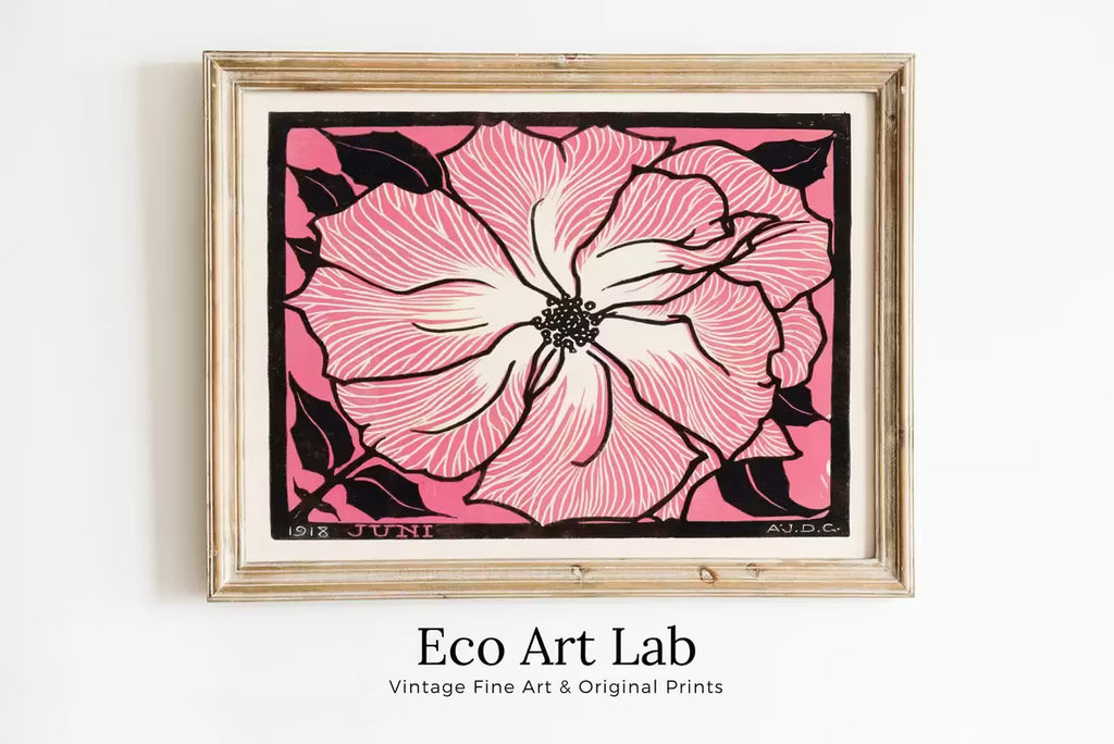 Pink Rose Painting Vintage Art Nouveau Print Wall Art. Instant Download Retro Flower Print Julie De Graag Printable Wall Art. Pink Art Print – Printable Wall Art