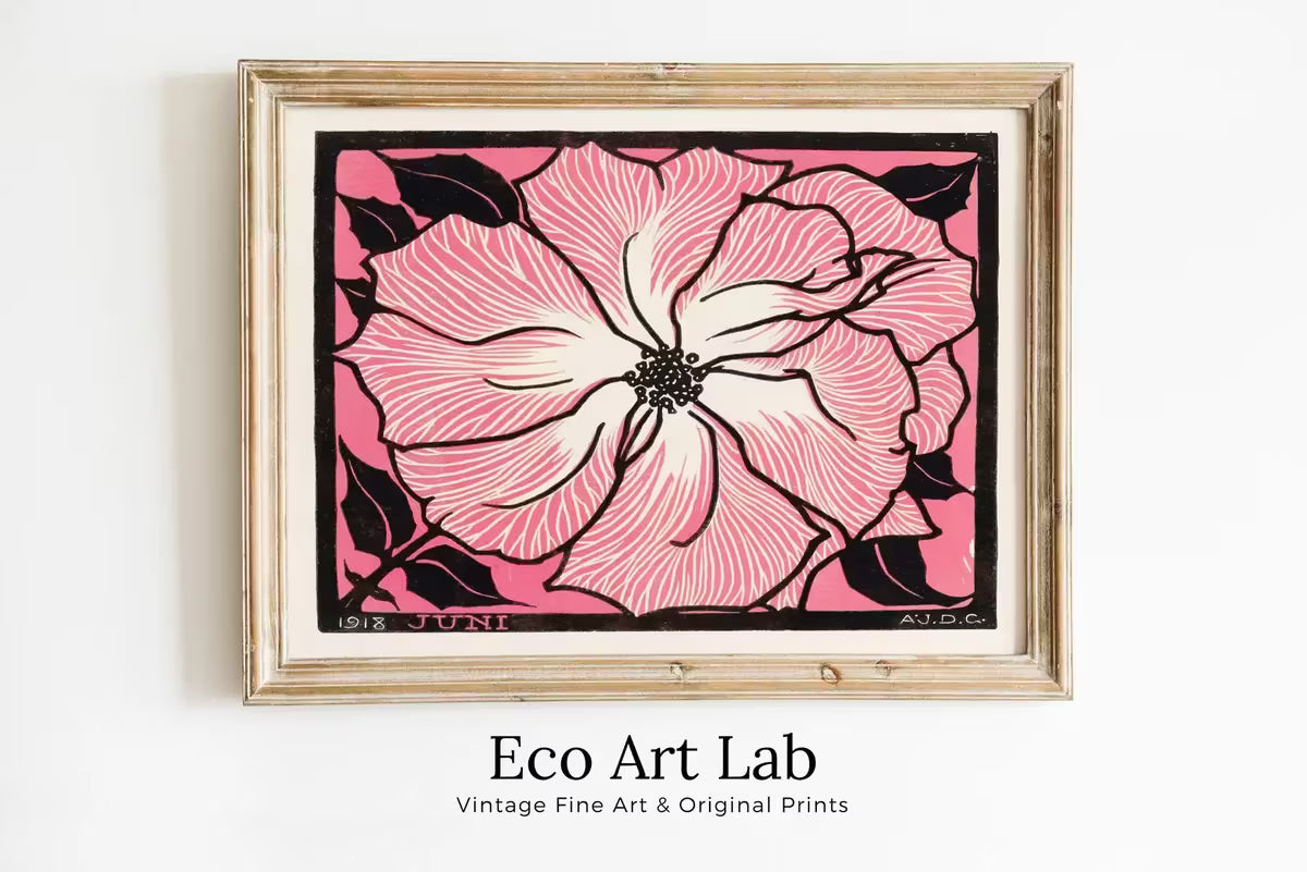 Pink Rose Painting Vintage Art Nouveau Print Wall Art. Instant Download Retro Flower Print Julie De Graag Printable Wall Art. Pink Art Print – Printable Wall Art