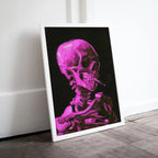Pink Van Gogh Print Skull Wall Art Poster. Instant Download Printable Wall Art Skeleton Smoking Cigarette Print. Famous Skull Print. – Printable Wall Art