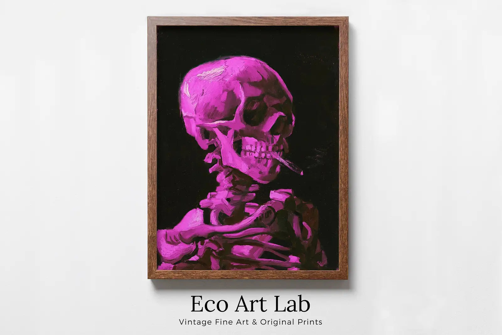 Pink Van Gogh Print Skull Wall Art Poster. Instant Download Printable Wall Art Skeleton Smoking Cigarette Print. Famous Skull Print. – Printable Wall Art Digital Download – Digital Download