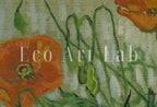 Detail view of artwork from Poppies & Butterflies Famous van Gogh Painting Art Print. Instant Download. Floral Printable van Gogh Fine Art. Vintage Botanical Art.. (variation 2)