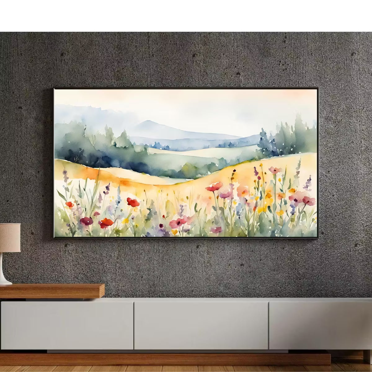 Poppies Wildflowers Wall Art. Watercolor Minimalist Floral Decor. Unique Frame TV Art For Samsung Frame TV – Frame TV  Art