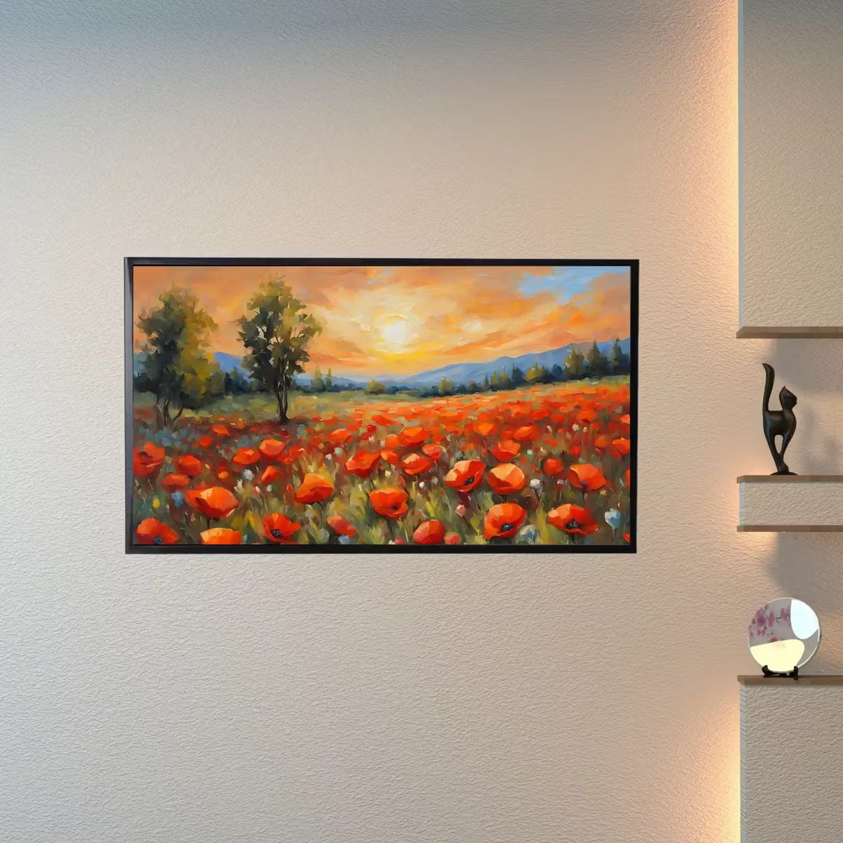 Poppy Field Art For Frame TV. Wildflowers Decor For Samsung Frame TV. Modern Landscape 4K Image For Artistic Display – Frame TV  Art