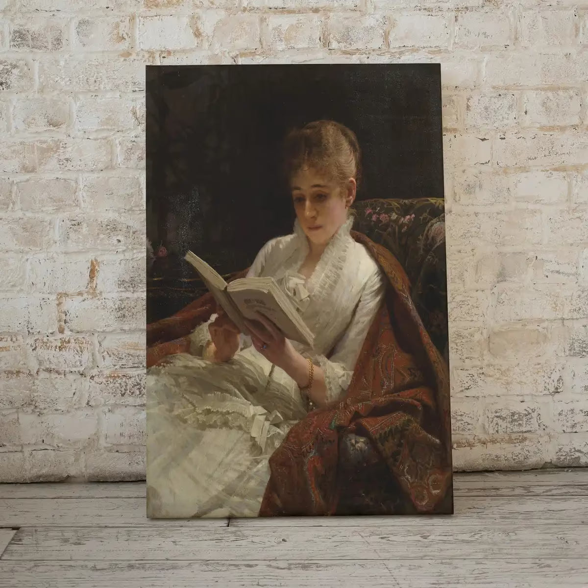 Portrait of a Woman Reading. Vintage Printable Painting. Antique Oil Painting. Woman Reading Print. Moody Library Artwork. Printable Art – Printable Wall Art