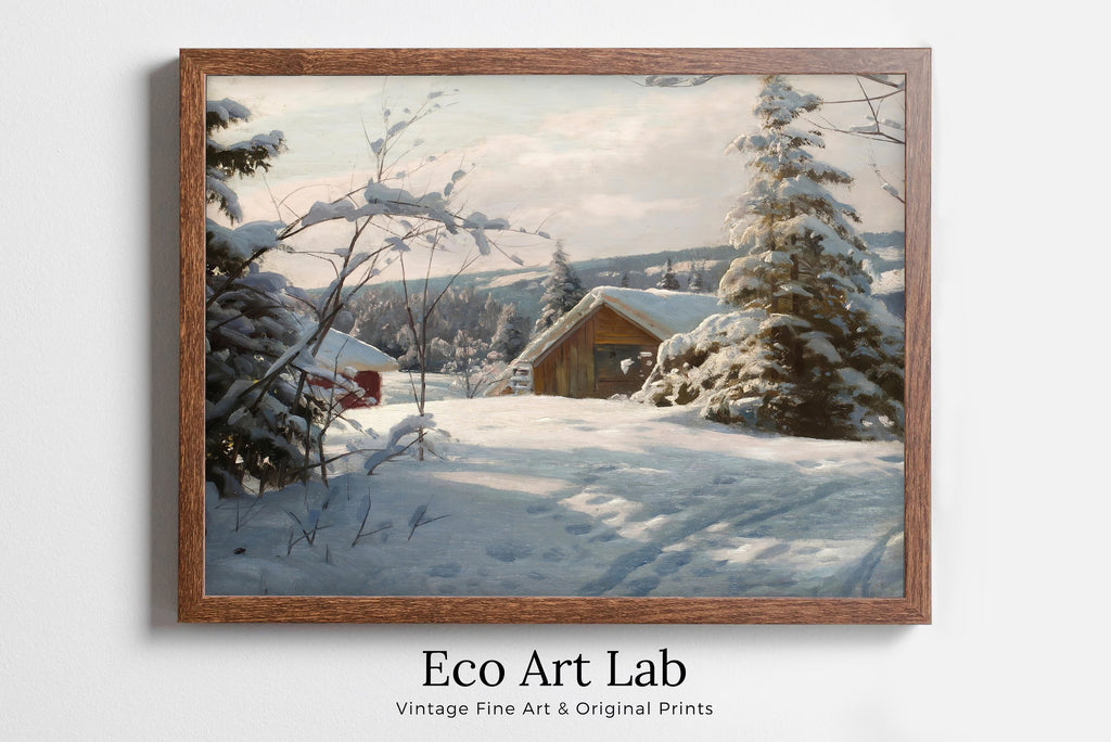 Peder Mønsted - Printable Wall Art - Sunlit Winter Landscape