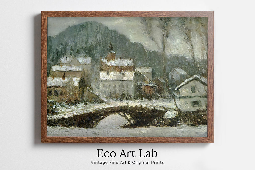 Claude Monet - Printable Wall Art - Sandvika Village in the Snow