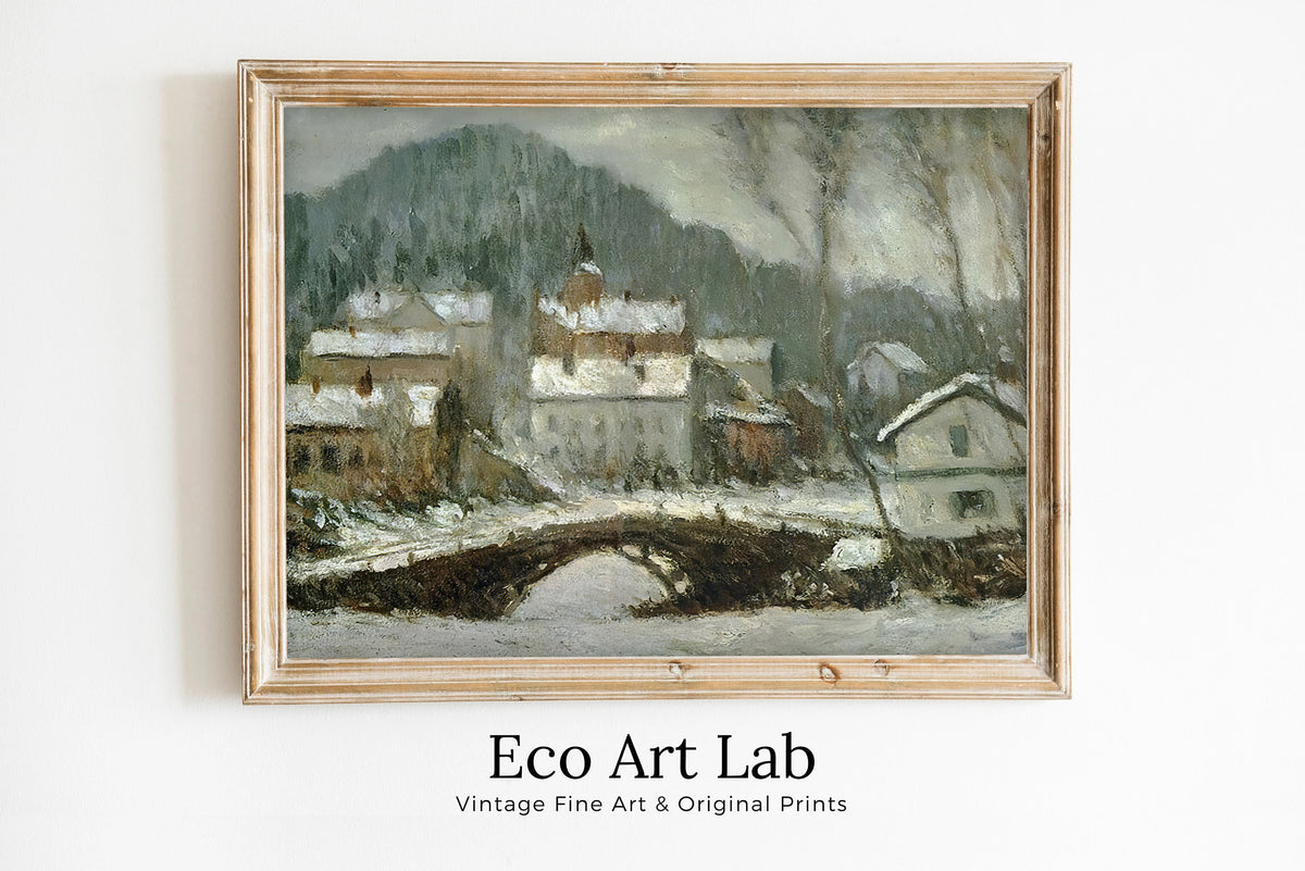 Claude Monet - Printable Wall Art - Sandvika Village in the Snow