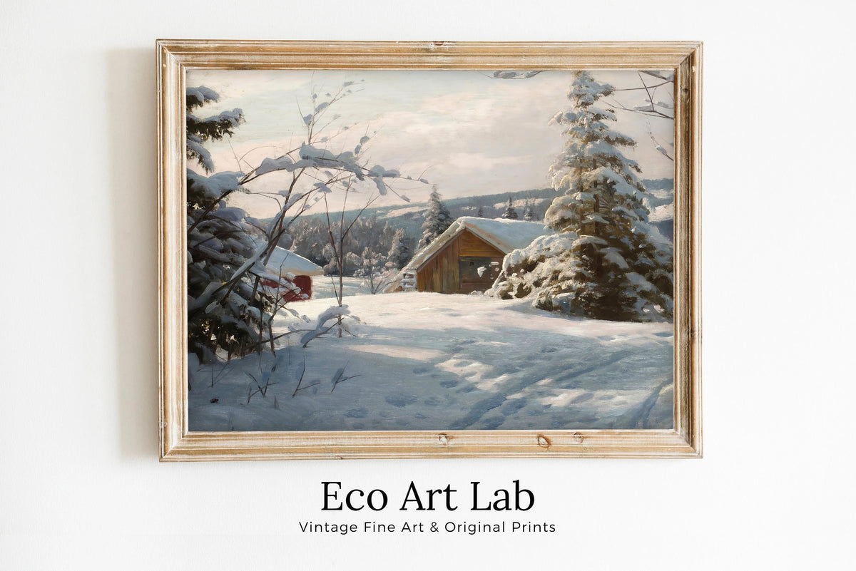 Peder Mønsted - Printable Wall Art - Sunlit Winter Landscape