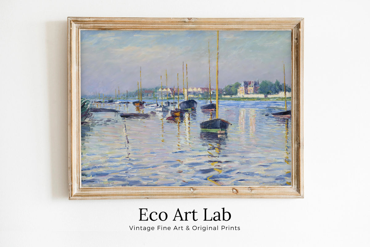 Gustave Caillebotte - Printable Wall Art - Boats Moored on the Seine at Argenteuil
