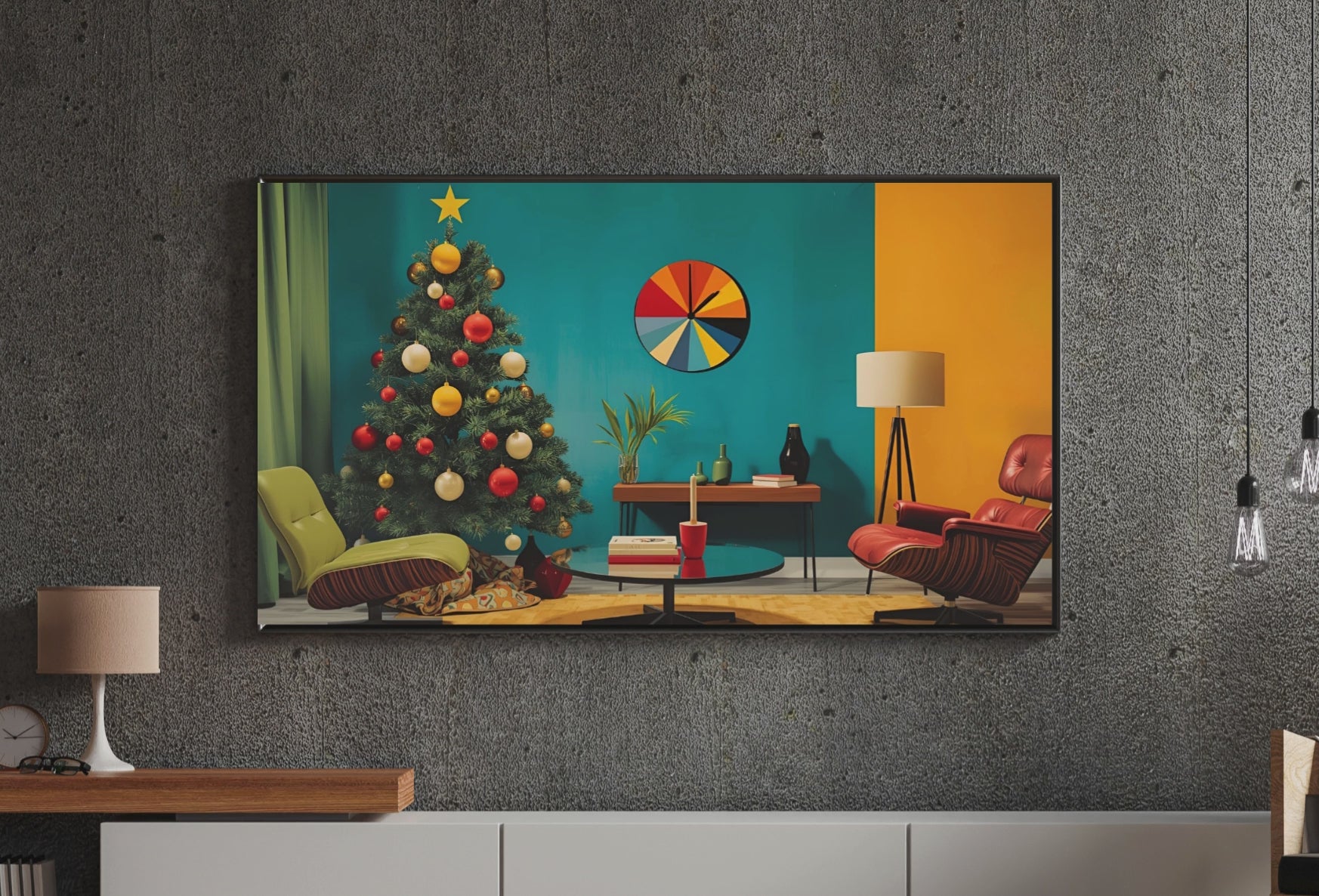 Mid Century Modern Christmas Frame TV Art | MCM Christmas decor for Samsung Frame TV, Retro & Vintage