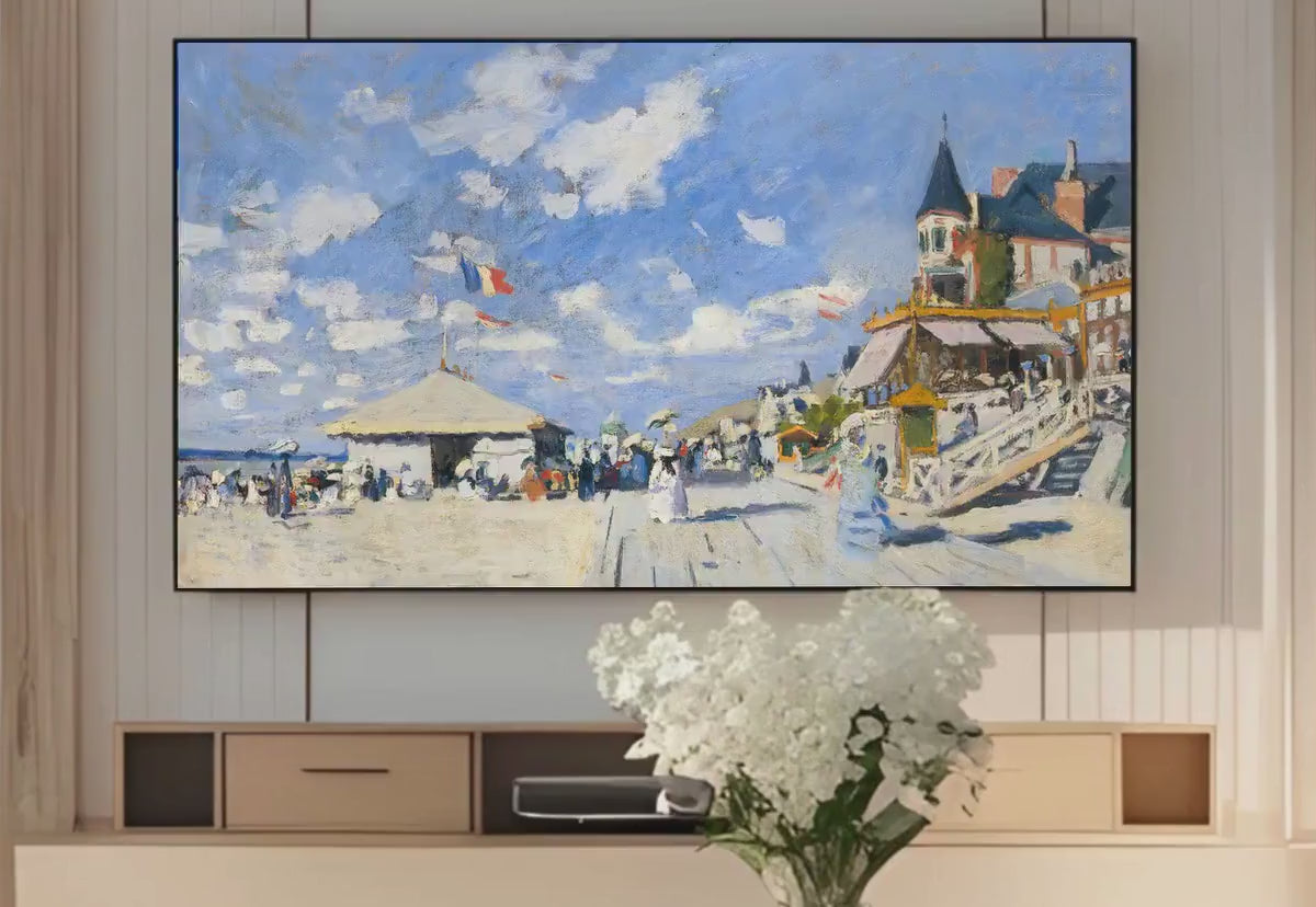 Frame TV Art Monet Beach Paintings - Claude Monet Coastal Wall Art