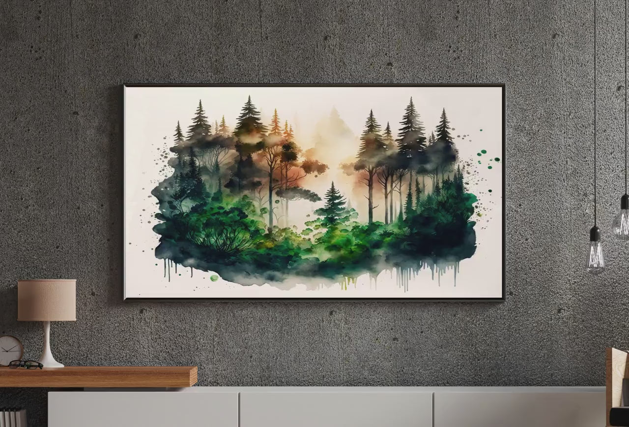 Set of 25 Samsung Frame TV 4K Art. Forests Landscape Watercolor Paintings. Nature Collection TV Art Set. Instant Download Frame TV Art