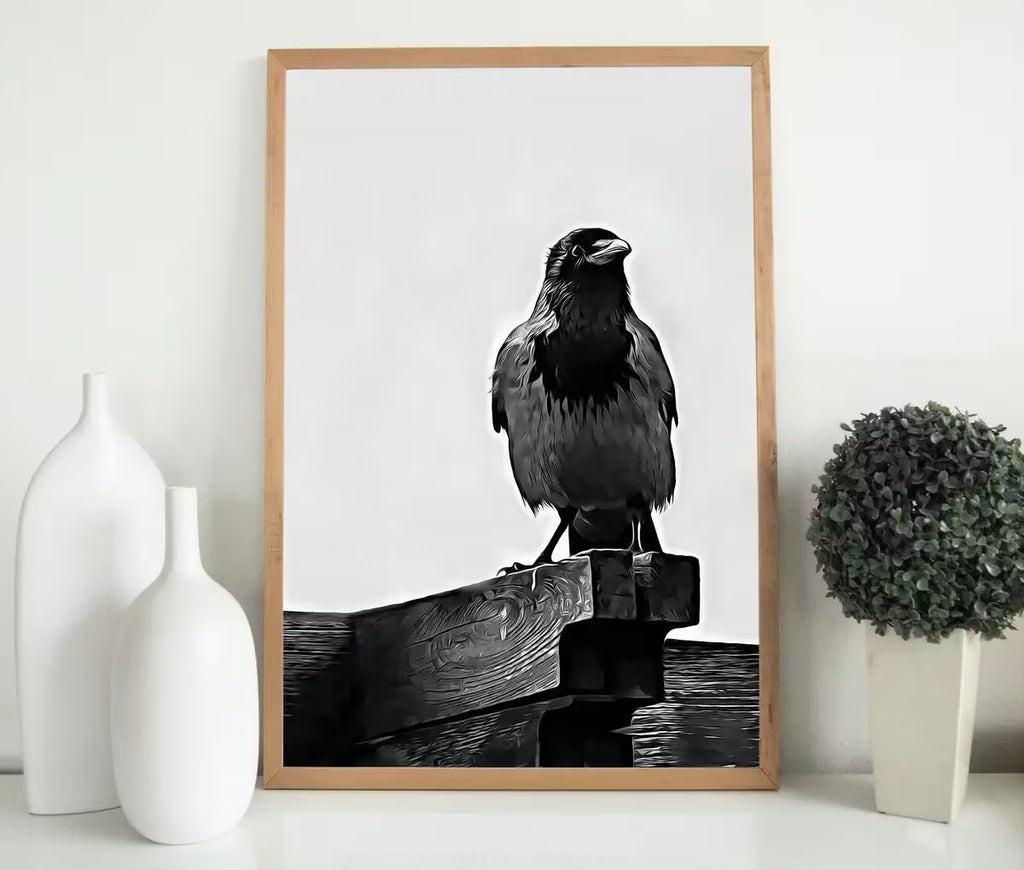 Printable Crow Painting. Crow Wall Art Instant Download Raven Decor. Bird Print Animal Painting. Digital Raven Print Downloadable Art – Printable Wall Art